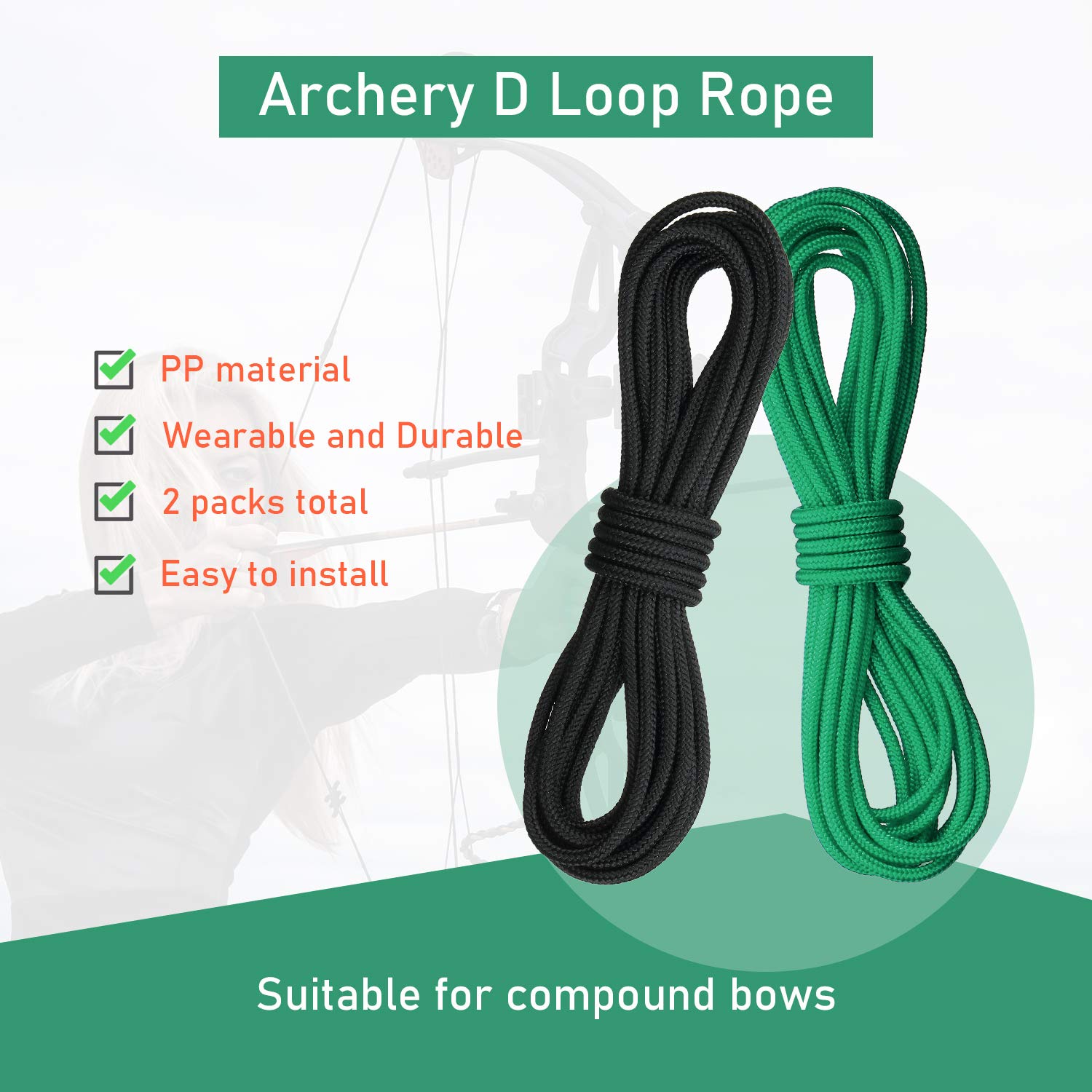Set De 3 Cordes D Pour Arc – 2,4 Mm Diamètre, Polypropylène Résistant, Coupe Libre, 3 Mètres Chacune