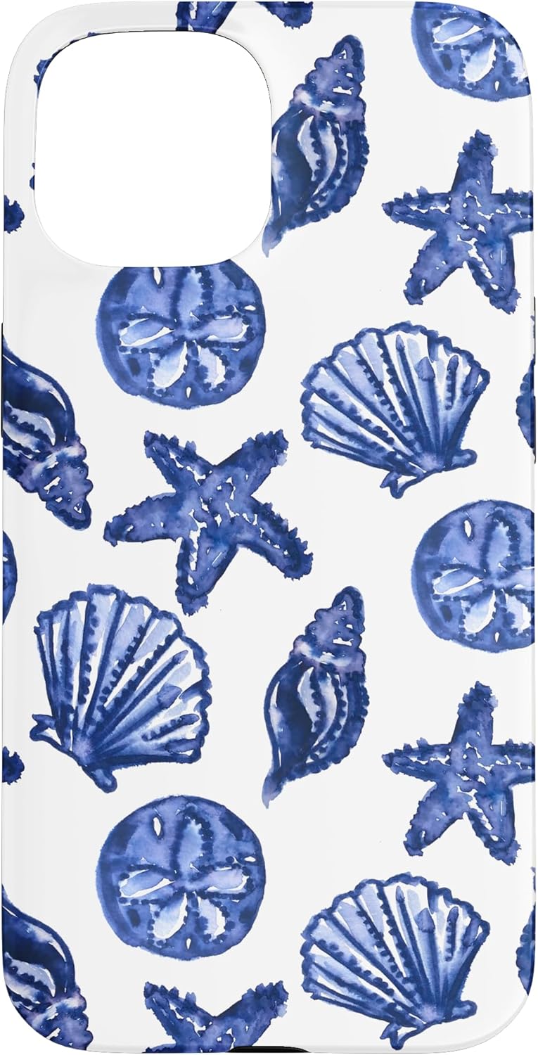 Coastal Granddaughter Preppy Sea Shells Nautical Beach Blue Case for iPhone 13
