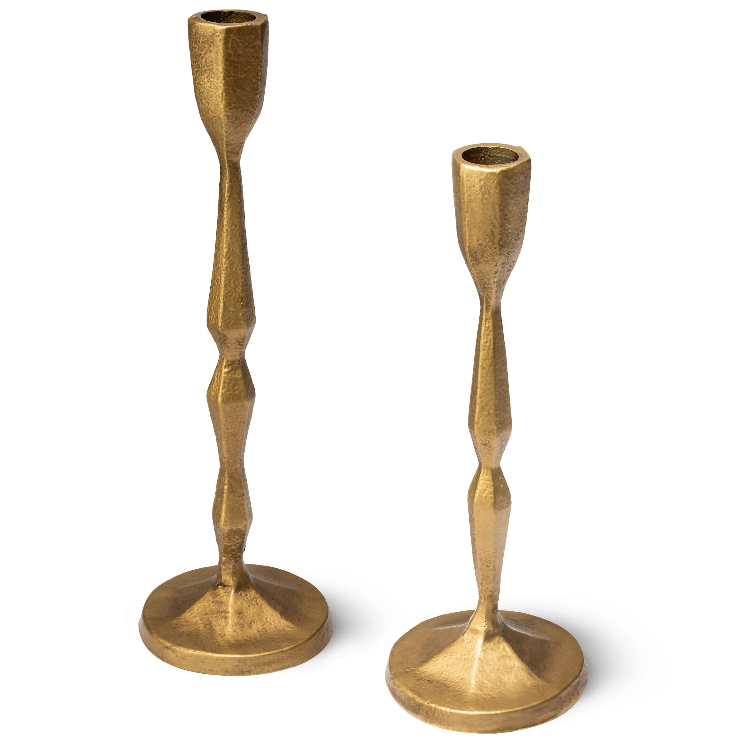 Set of 2 Brass Candlestick Holders - Brass Candle Holder - Modern Gold Taper Candle Holders - Elegant Candle Sticks Holder Decor - Gold Candlestick Holder