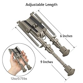 CVLIFE 6-9 Inches Picatinny Bipod Adjustable Spring Return with Picatinny Adapter (Flat Dark Earth, 6\'\'-9\'\')