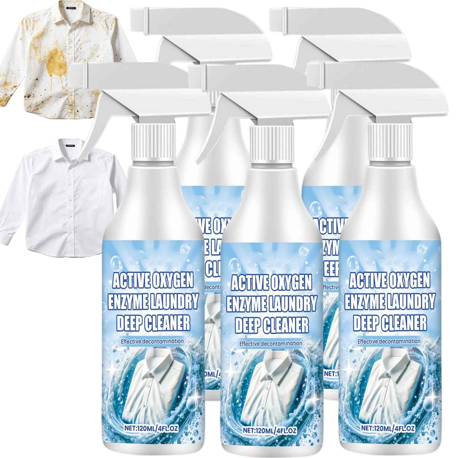 Leistungsstarkes Wäschefleckenentferner-Spray, sanfter Wäschefleckenentferner ohne Spülung, aktiver Enzymfleckenentferner für Kleidung, Mehrzweck-Stofffleckenreiniger, Tiefenfleckenentferne (5pcs)
