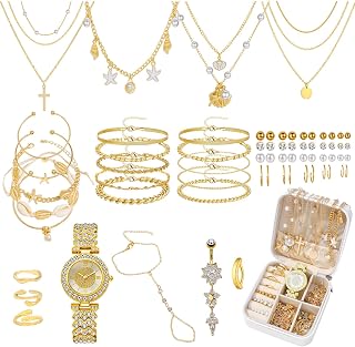 NEWITIN 88 Pieces Gold Jewelry Set for Women Fashion Bohemian Jewelry
