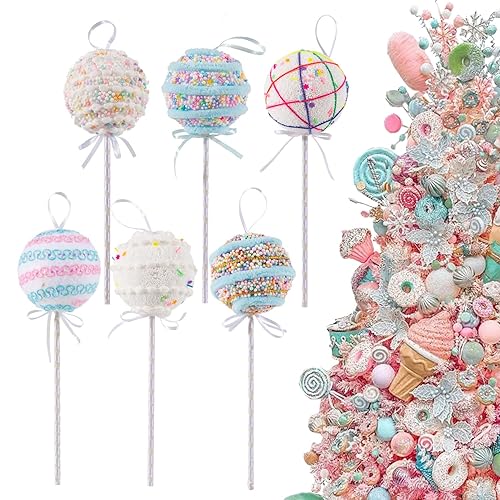 6Pcs 10.6 inch Christmas Lollipop Candy Land Ornaments, Hanging Candy