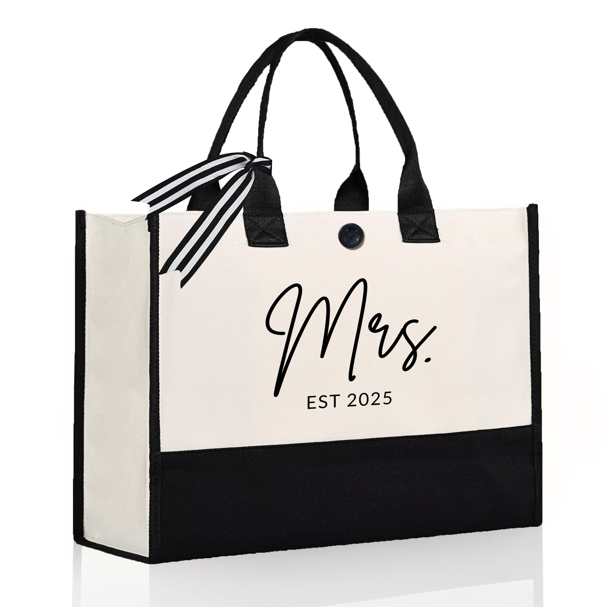 Afterprints Mrs Canvas Tote Bag for Bride 2025, Bride Gifts for Bridal Shower, Wedding Gifts for Bride to Be, Future Mrs, Engagement, Bachelorette Party Gift