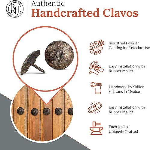 Miniatura 43 de 100 Pack 1" Small Round Head Iron Clavos Decorative Nails – Sealed Unfinished – Handmade Rustic Round Fasteners for Farmhouse Shutter, Faux Wood