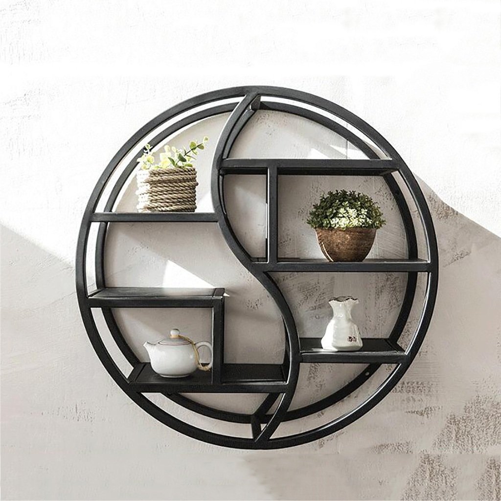 Floating Shelves Wall shelf Circular Wall hanging Iron art Industrial wind Wall decoration Shelf restaurant Home Cafe Decorative Accessories