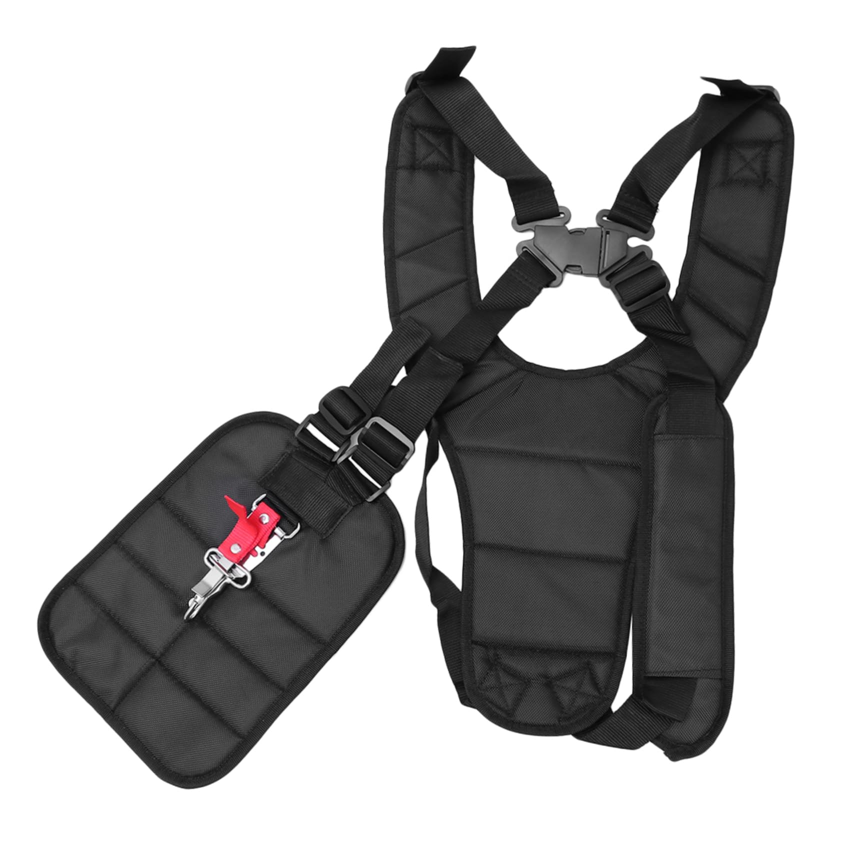 Correa de Arnés de Doble Hombro y Gancho de Transporte para Desbrozadora Cómoda para Cortar Césped con Nylon Negro, Banda Ajustable de Cintura
