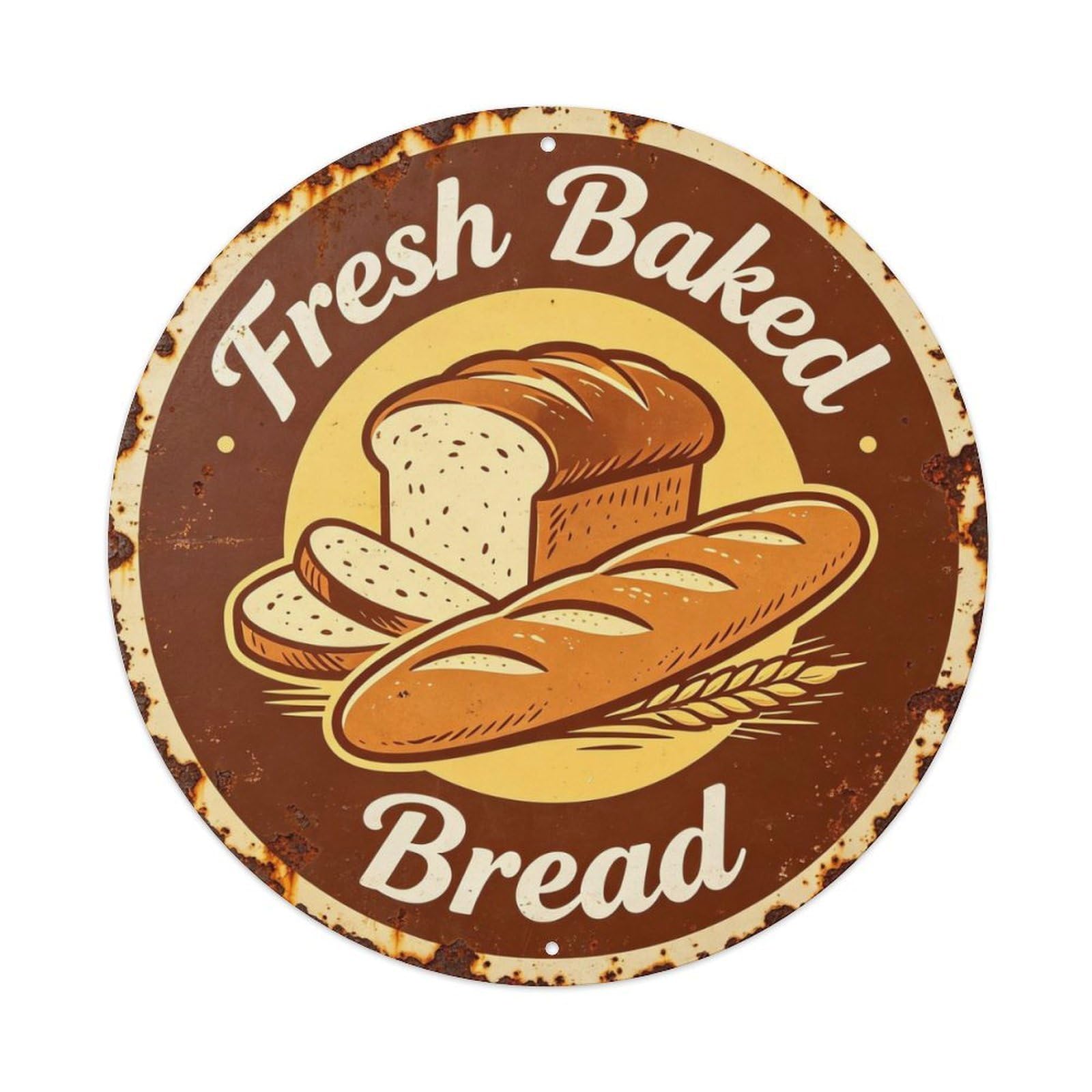 Vintage 1950s Bakery Fresh Baked Bread Metal Tin Sign Plaque