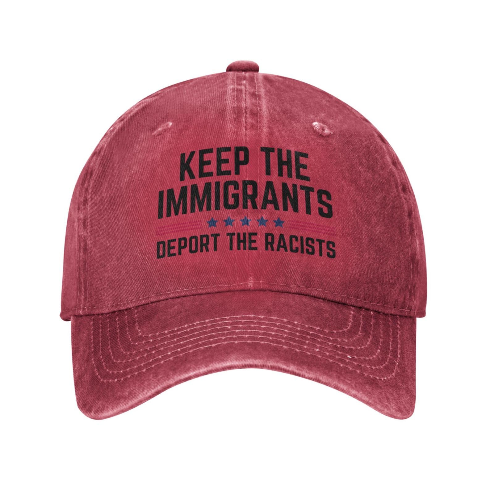 Melbrakin Unisex Red Keep The Immigrants Deport The Racists Hat Anti Racism Trucker Hat Dad Baseball Cap