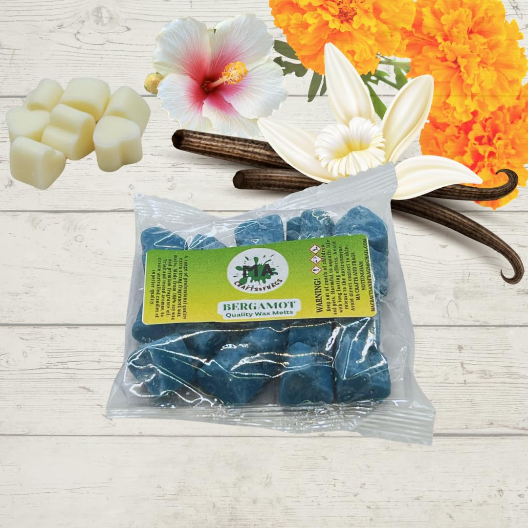Ma Crafts&Frags Multicolour 20 X Highly Scented Wax Melts Mini Hearts Handmade, Cruelty Free, Vegan Many Fragrances (Bergamot)