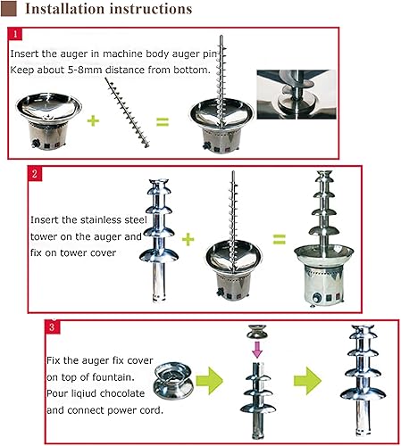 Miniatura 3 de Máquina de fuente de chocolate para fiesta, 5 niveles, acero inoxidable, fuente de chocolate caliente, fuente de cascada, fuente de fondue de