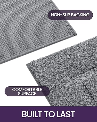 Miniatura 5 de DEXI Alfombra de baño, ultra absorbente, suave, lavable, antideslizante, para suelo de baño, bañera, ducha, 43 x 24 pulgadas, gris