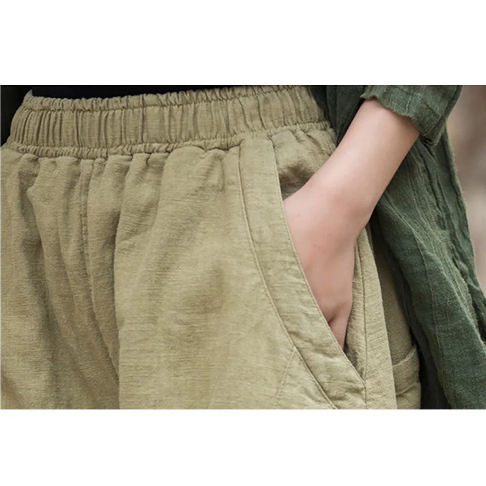 Pantaloni Larghi Casual Pantaloni Cargo Larghi in Cotone e Lino da Donna, Vintage, con Elastico in Vita, Pantaloni da Yoga, Larghi, Casual, Lunghi, a Gamba Larga, Oversize