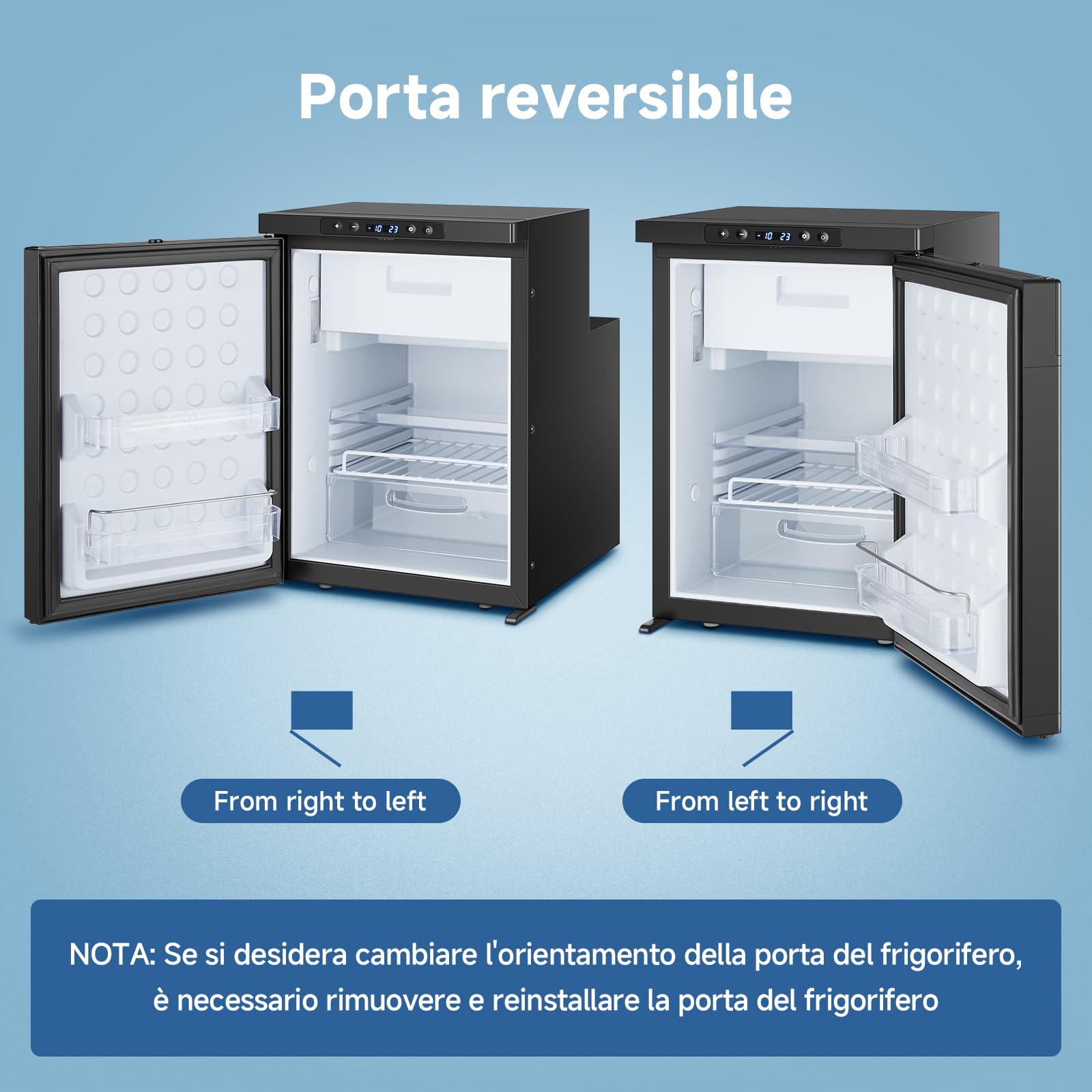 AAOBOSI 45L Frigo Portatile Elettrico, Frigo da Campeggio con APP, 12V/24V | Due Zone, Luci LED, Fino a -20°C, Frigorifero Portatile, per Auto, Camion, SUV, Camper, Barche, Campeggio e Viaggi