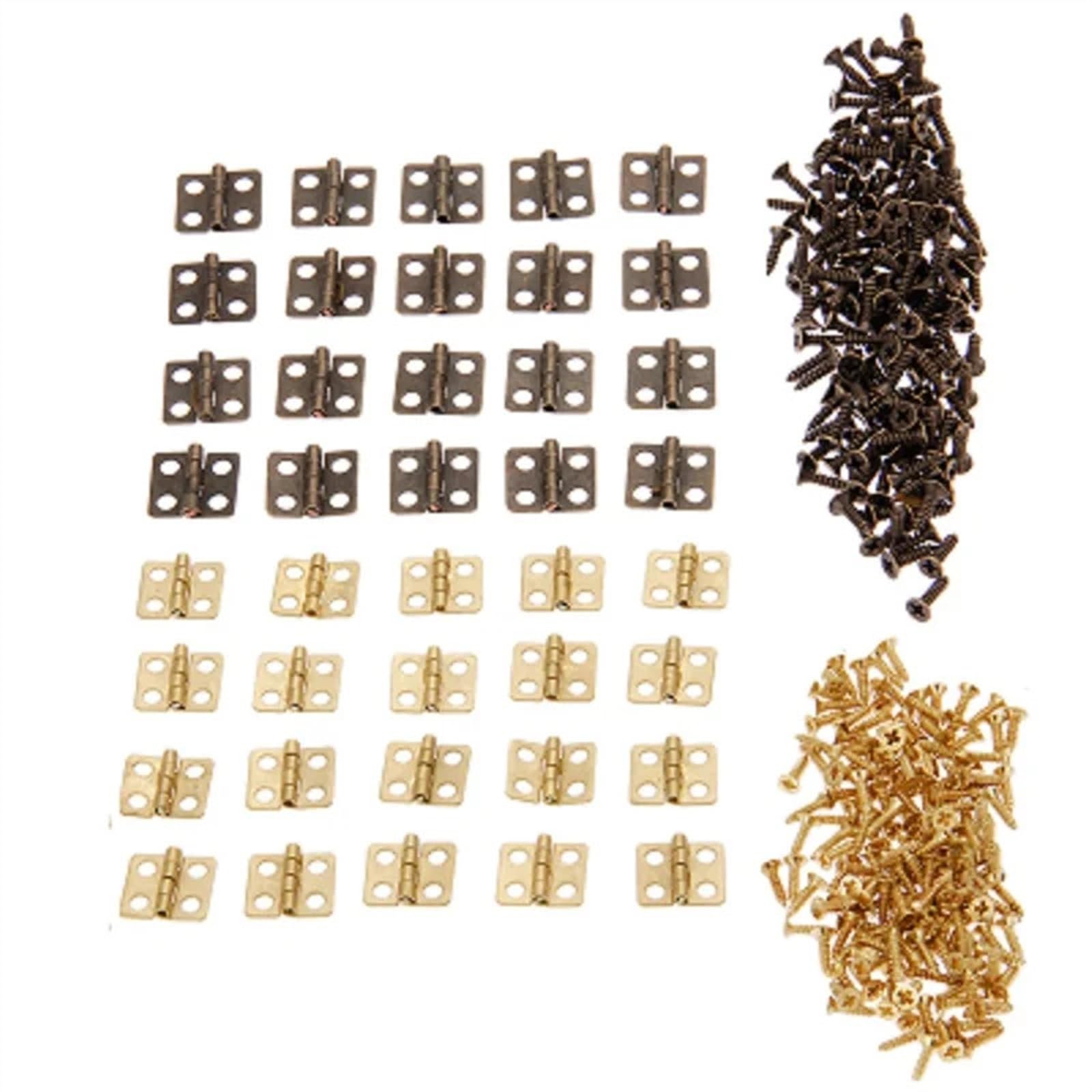 Charnières bronze antique 13 x 12 mm en lot de 40 pour la finition élégante de petits meubles