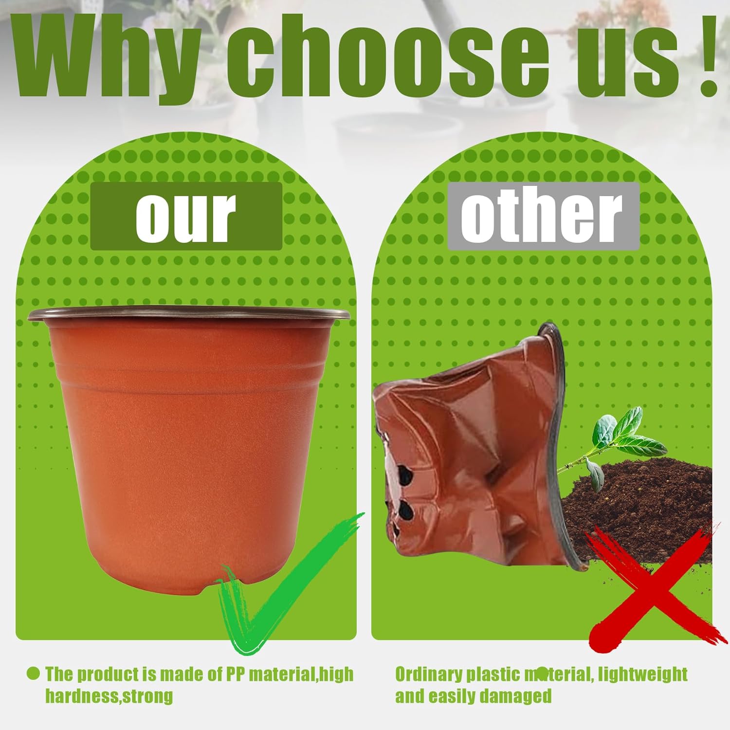 100 Packs 8" Plant Nursery Pots Plastic Seedling Starter pot Flower Planter Container Seed Grow Pot with Drainage Hole for Indoor Outdoor Garden Suitable for Succulent Seedling Cutting Transplanting