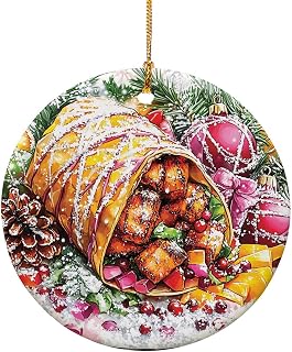 Chicken Caesar Wrap Art Style 2 - Ceramic Ornament for Home Decorations Xmas Tree Hanging Ornament Gifts for House Warming Engagement Heirloom Keepsake