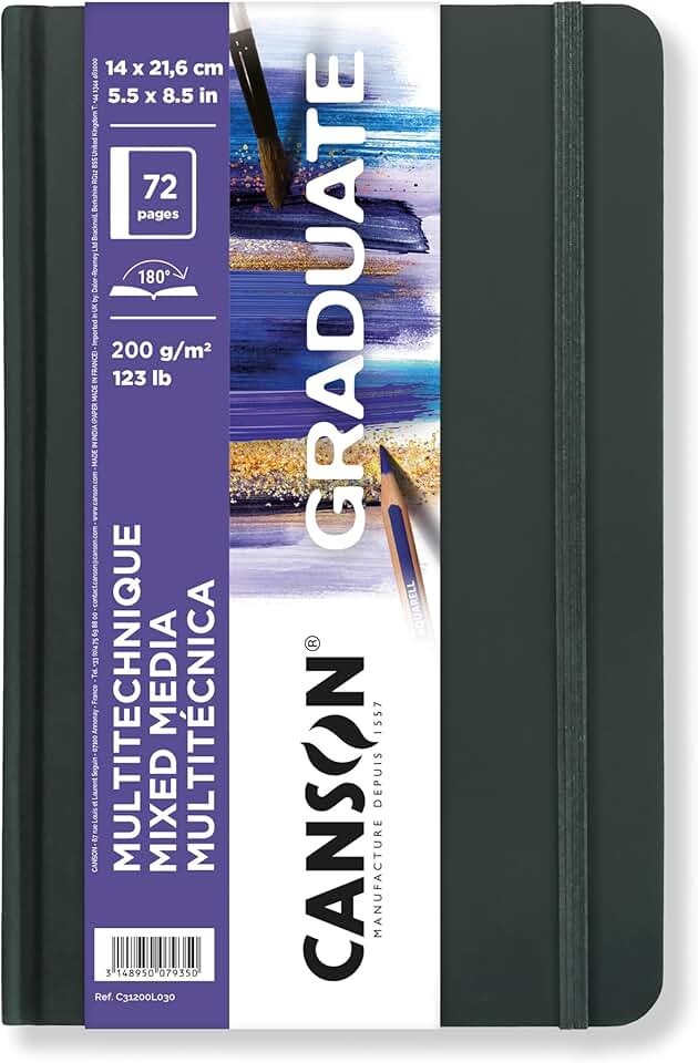 CANSON Graduate Sketchbook Caderno Multitécnicas A5 200g/m² 14x21,6cm com 36 folhas