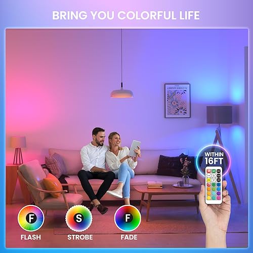 Miniatura 7 de Bombilla LED que cambia de color con control remoto 2 W E12, bombilla multicolor RGB3000K6000K6000KBase de candelabro regulable, 3 modos de función