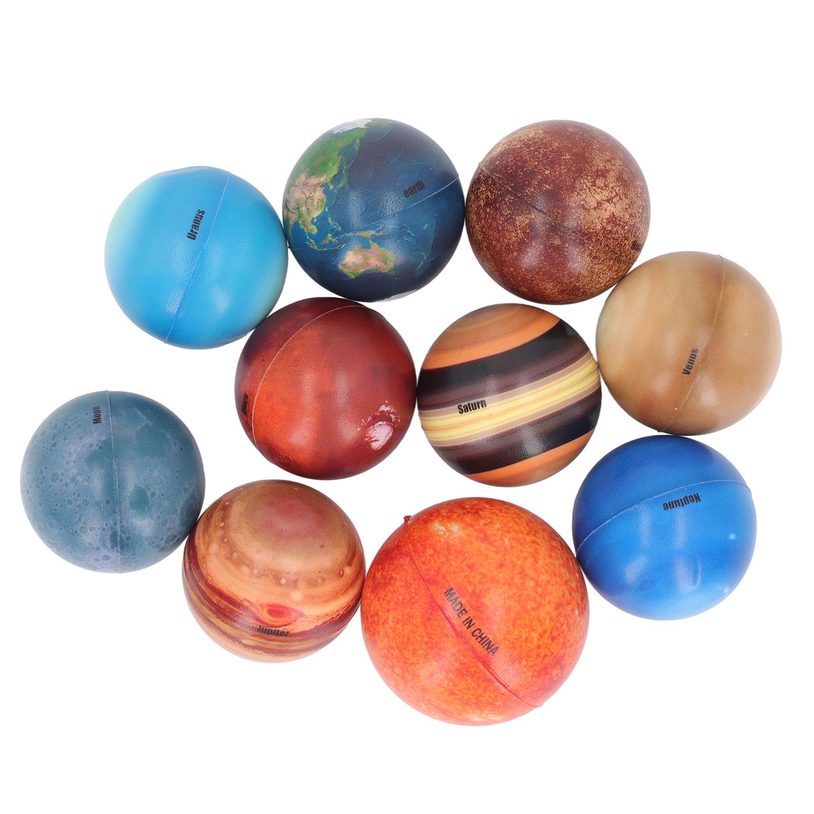 10PCS Solar System Planet Stress Balls, Stress Relief Planets and Space Ball Educational Toys, Anti Anxiety Solar Educational Balls for Adults and Kids