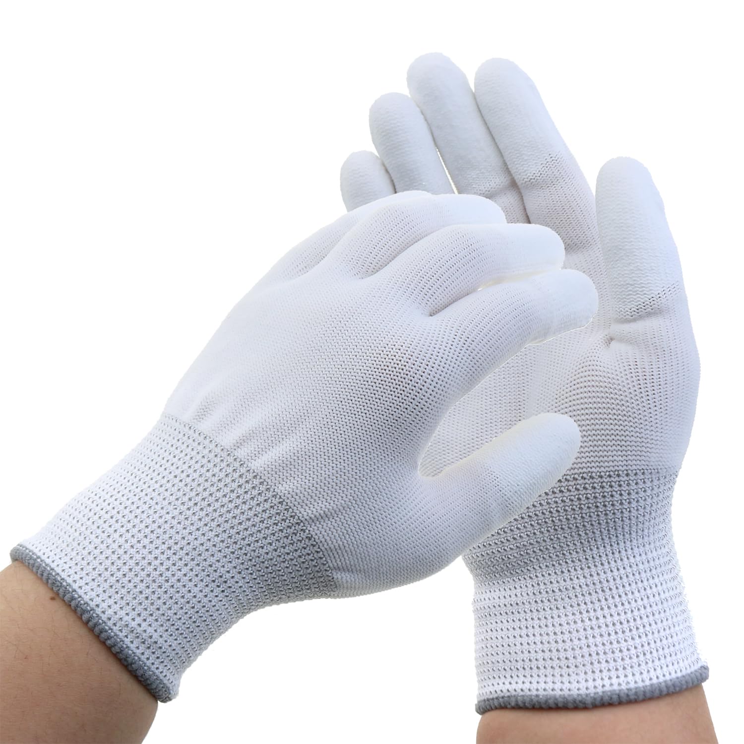 6 pares de guantes antiestáticos de nailon blanco de 20-22 cm, guantes de trabajo, antideslizantes, para inspecciones, trabajos de mantenimiento fotográfico
