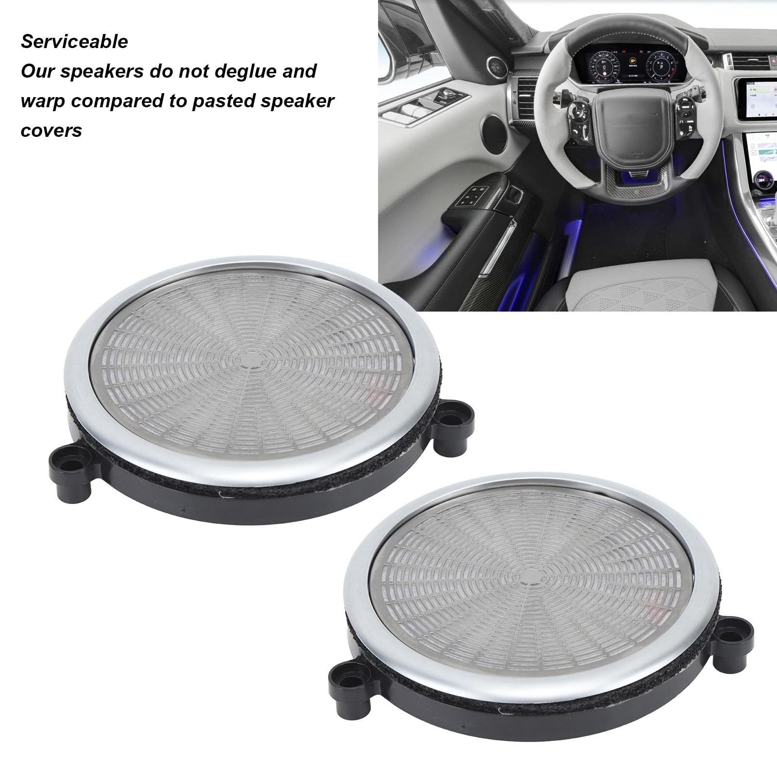 Cubierta de Altavoz de Puerta de Coche, KIMISS Cubierta de Altavoz de Audio de Coche Cubierta de Altavoz de Luz Ambiental de Puerta de Cromo Mate para Range Rover Sport L494 2014