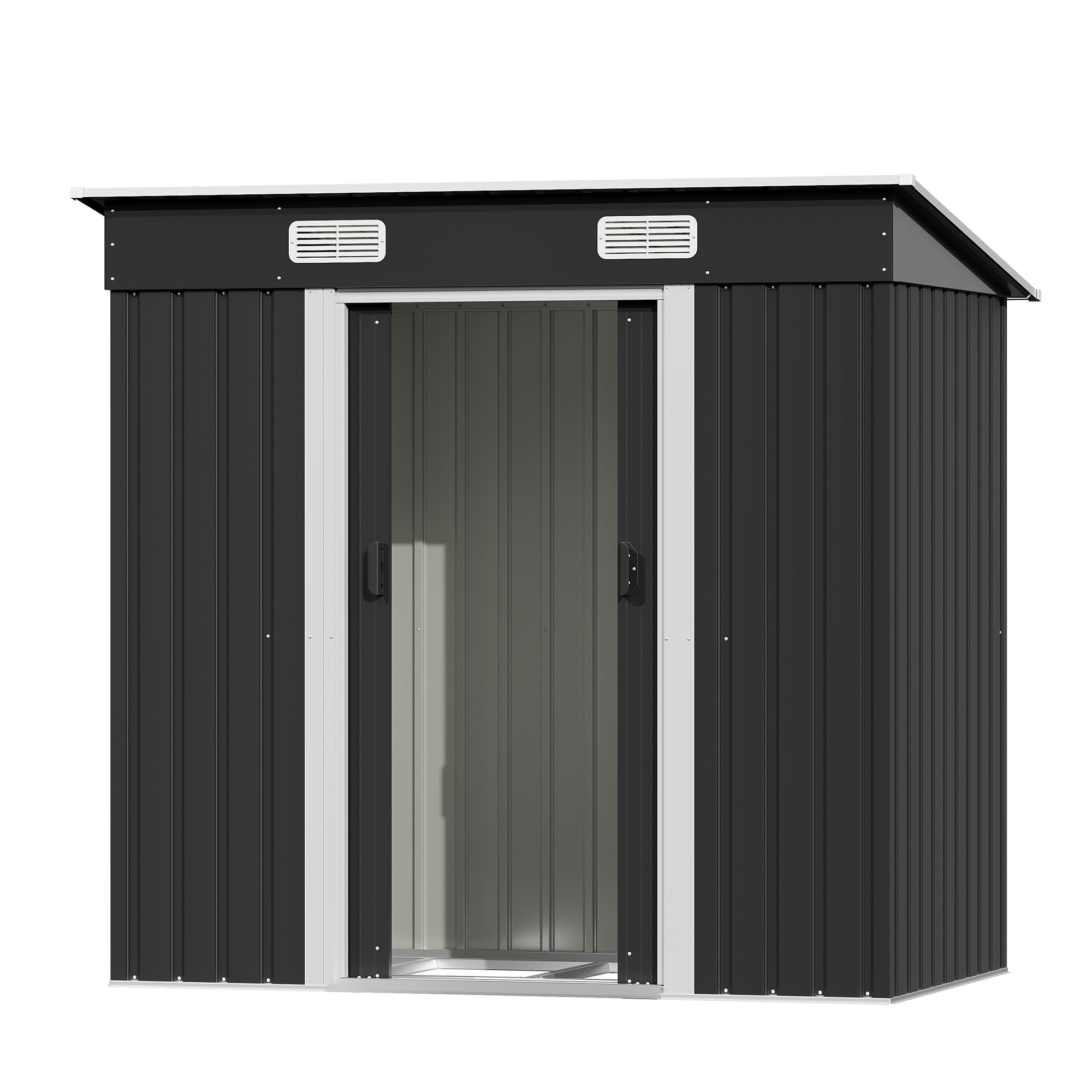 JUMMICO Metall Geräteschuppen mit Fundament 183x122x182cm, Schwarz