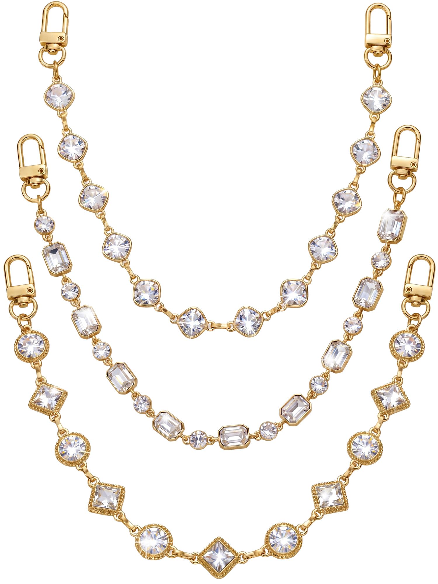 Nosiny 3 Pcs Crystal Bag Chains for Handbags, Handbag Purse Replacement