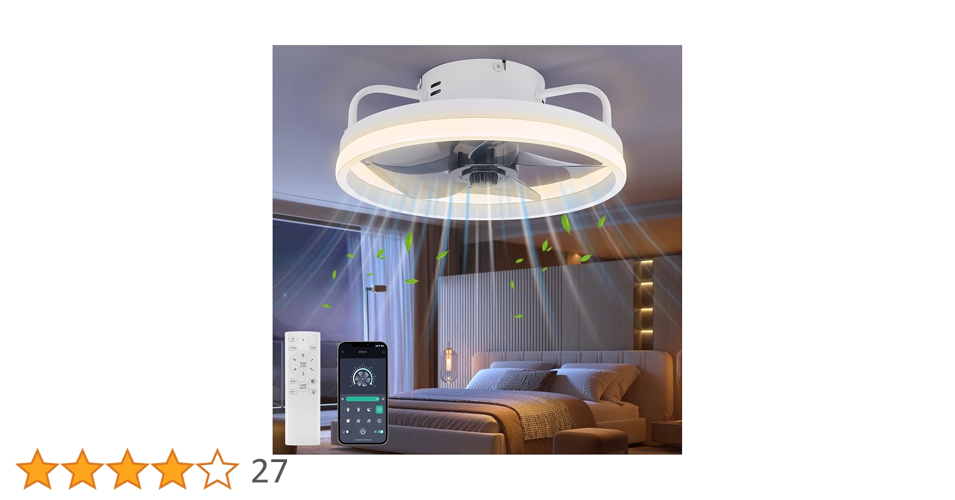 LMYDIDO 33cm LED Ceiling Fans With Lights, E27 Socket Reversible