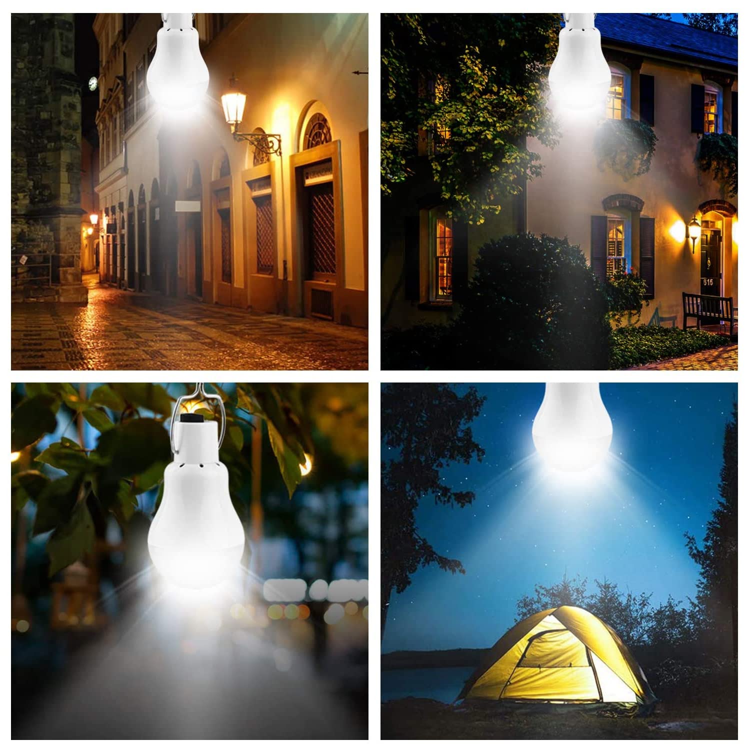 Xindaxin® - Lampadina a LED a energia solare, 9 W, con telecomando, cavo di ricarica, pannello solare, illuminazione per campeggio, escursioni, pesca, giardino