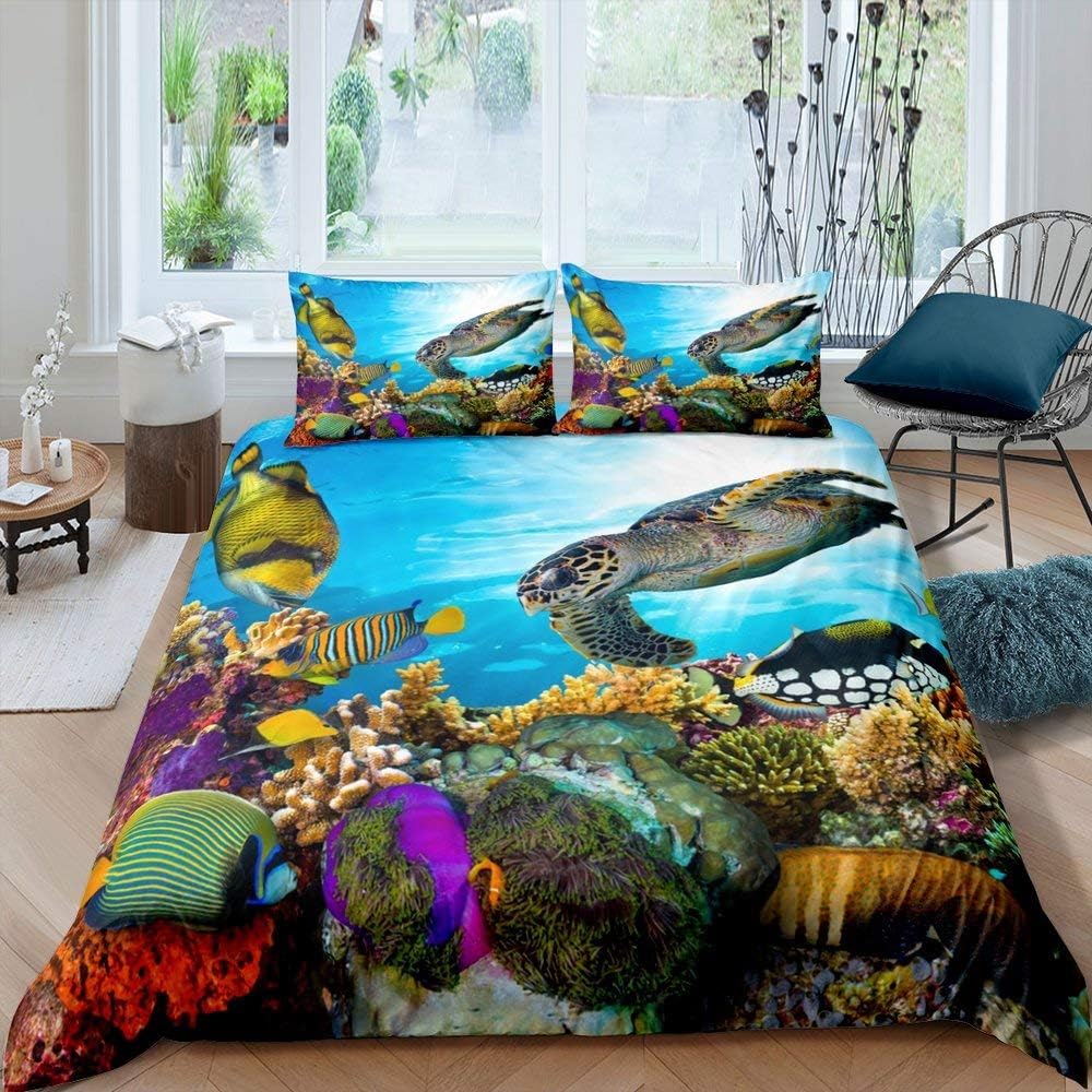 Parure de lit tortue 3D pour chambre d'enfants et adultes