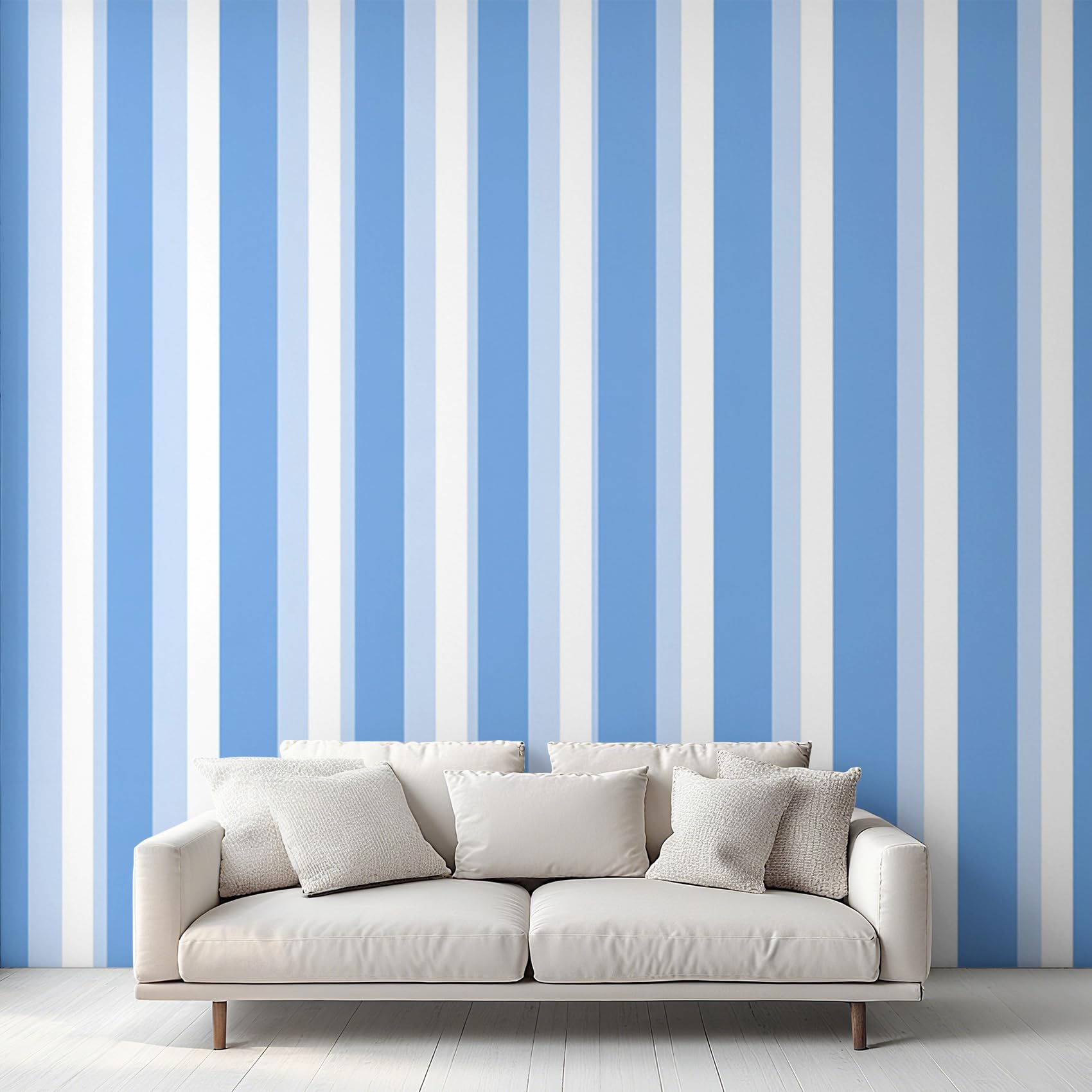 Blue and White Stripe Wallpaper, Striped Wall Mural, Bedroom Wallpaper for Living Room, Home Decor, Photo Wall Paper, 130 x 80 cm CKO-0