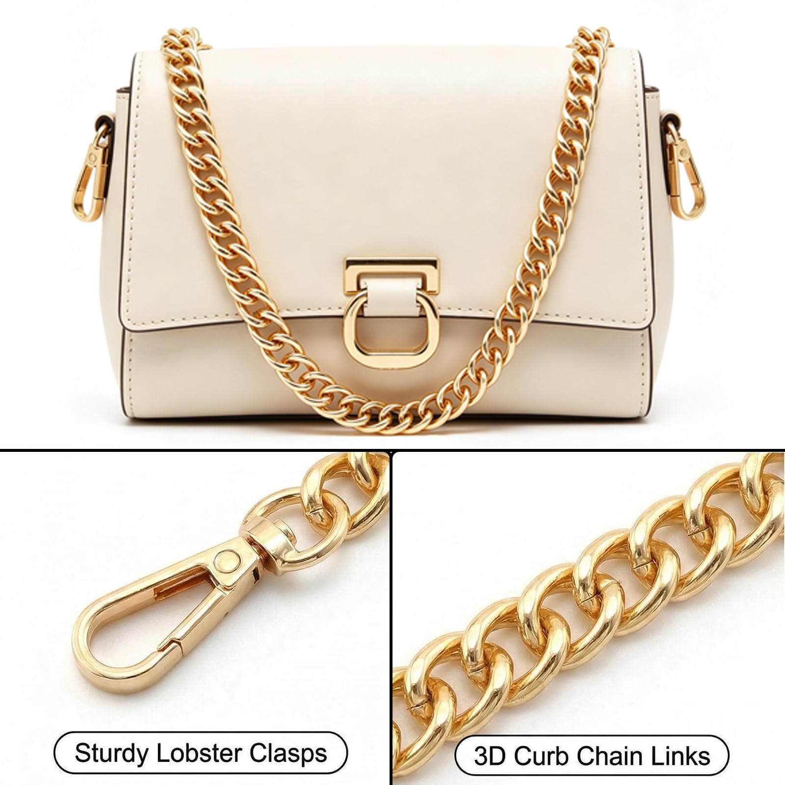 Cadena Para Bolso 120cm Cadena Dorada Cadenas Para Bolsos Cadena De Repuesto Para Bolsos, Carteras Y Fundas De Teléfono Para Elevar El Estilo Y Funcionalidad