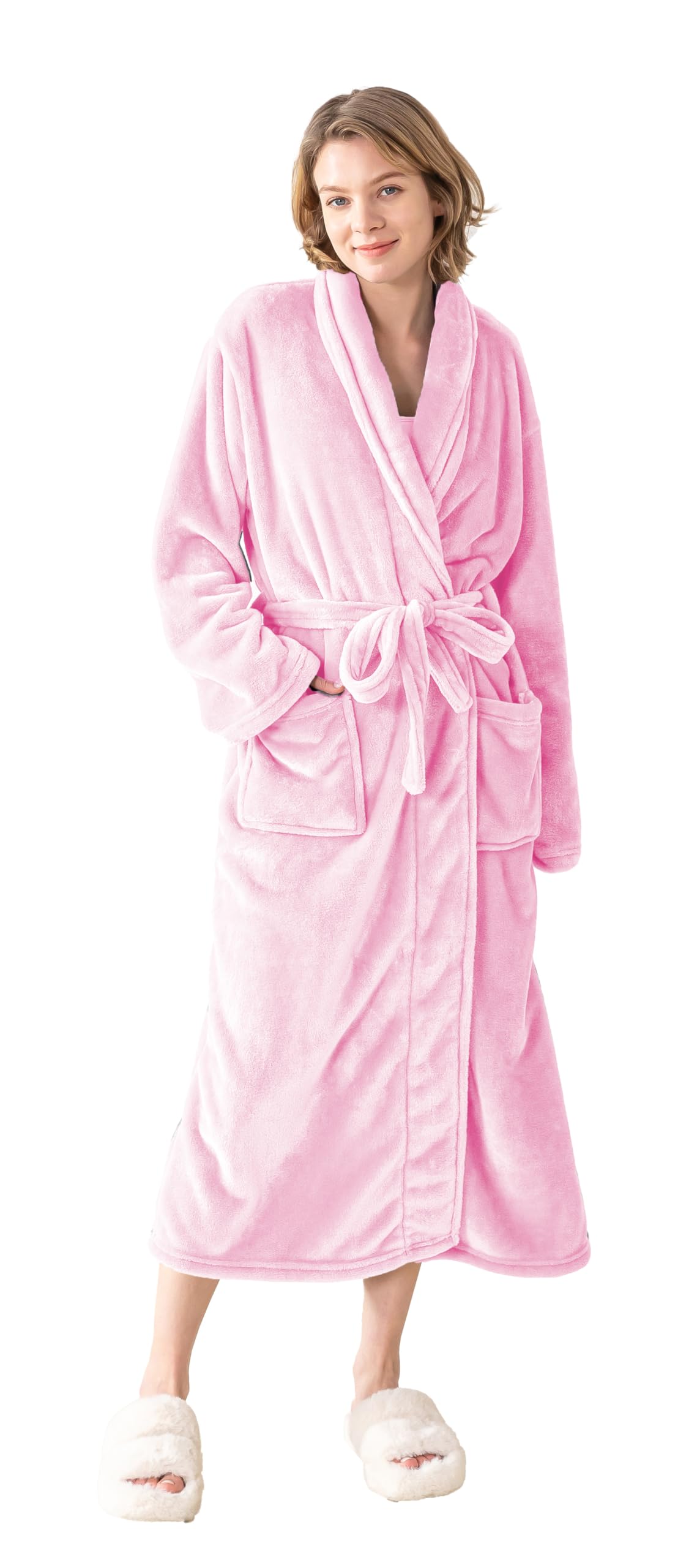 KORBLISS Robes for Women – Premium Plush Fleece Long Bathrobe for Women with Shawl Collar, Soft Warm Womens Robe