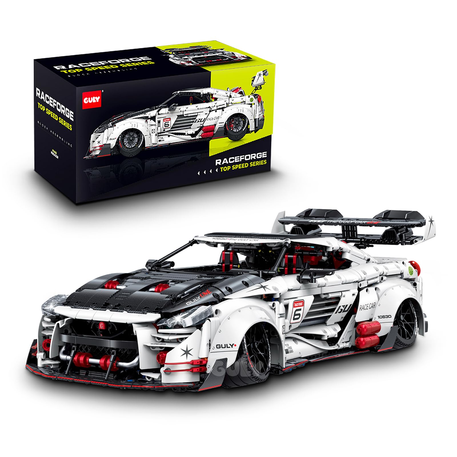 Technik GULY 10630 Sports Car Kit, 3939 Parts with Motors and LED, Large Remote Controlled Car Clamping Blocks (Original Packaging) (Static Version)