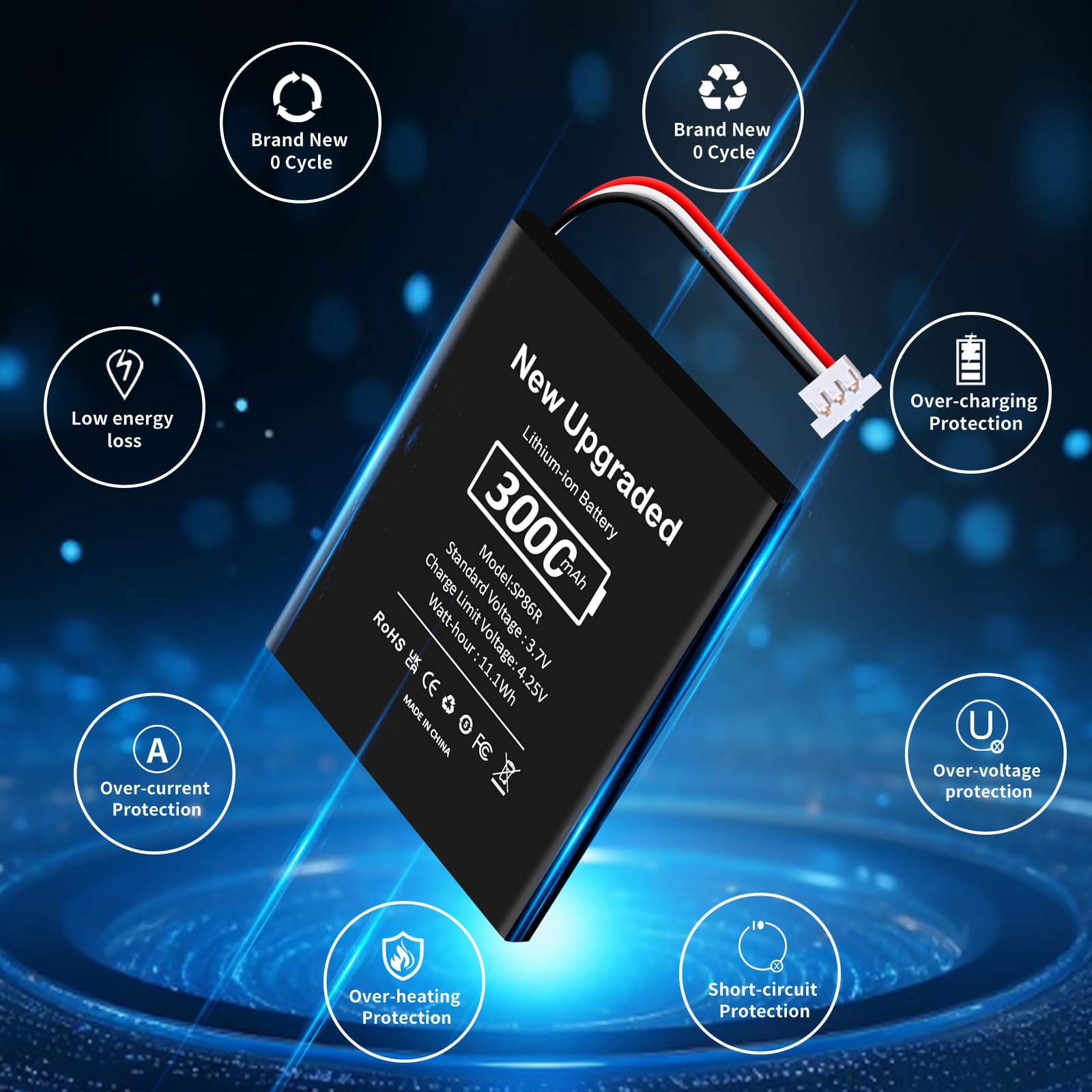 Batterie haute capacité SP86R pour Sony PlayStation Vita (PCH-2000 Series), 3000 mAh, avec kit d'outils – Pour les modèles : PCH-2000, PCH-2001, PCH-2006, PCH-2007, non compatible avec la série