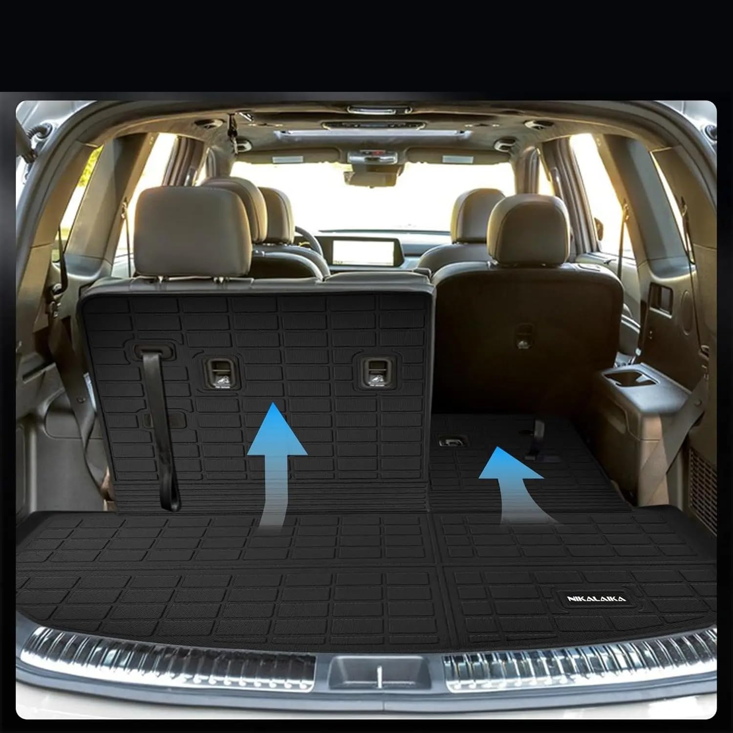 maty samochodowe Pasuje do Hyundai Santa Fe 2024 6 i 7 miejsc Mata bagażnika z matą oparcia Dywaniki w trzecim rzędzie(4pcs Hybrid)