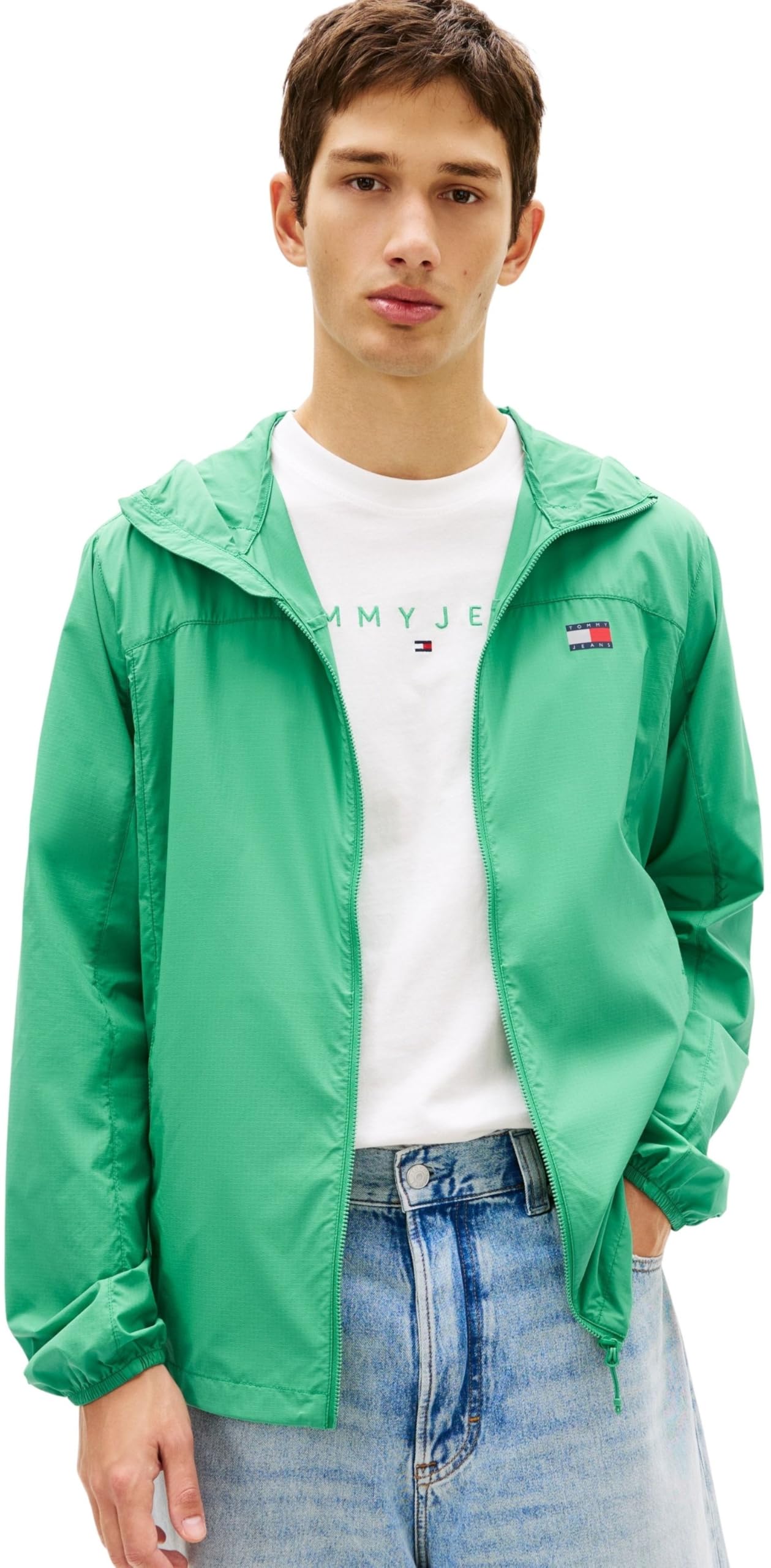 Tommy Jeans Men's Tjm Outdoor Shell Jacket Ext DM0DM23112 Windbreaker Jacket, GREEN (Bahama Green), XXL