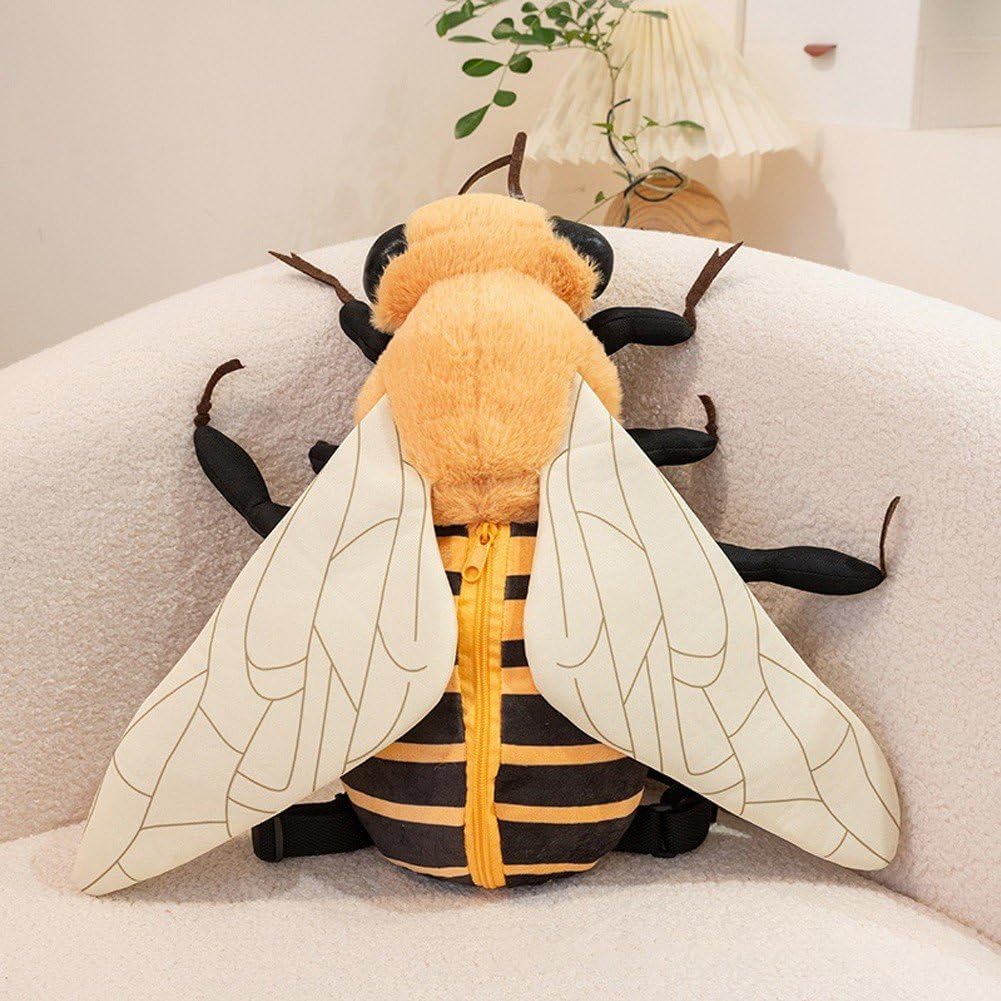 À Dos en Peluche Insecte Rigolo Abeille, À Dos en Peluche Animal Doux avec Bandoulière Réglable