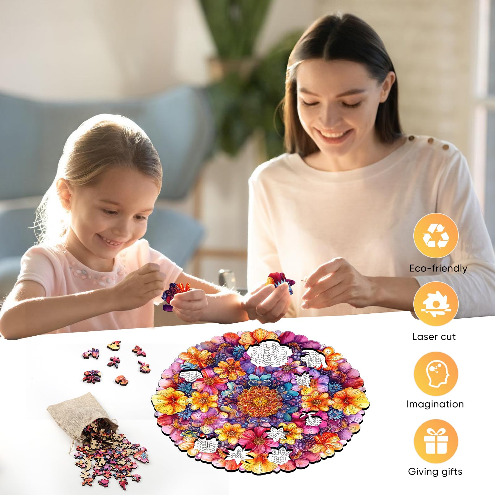 Delobil 500 Piece Wedding Wooden Jigsaw Puzzle For Adults - 13.4'' X 19'', Unique Liberty Design, Family Game Gift