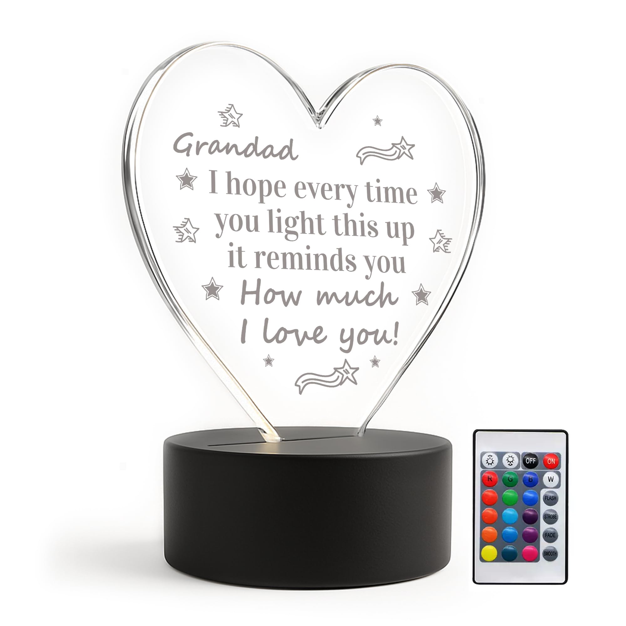 RED OCEAN Gifts for Grandad, Grandad Birthday Gifts Acrylic Light, Grandad Gifts from Grandchildren, Fathers Day Present Gifts for Grandad, LED Bedside Lamp Presents for Grandad