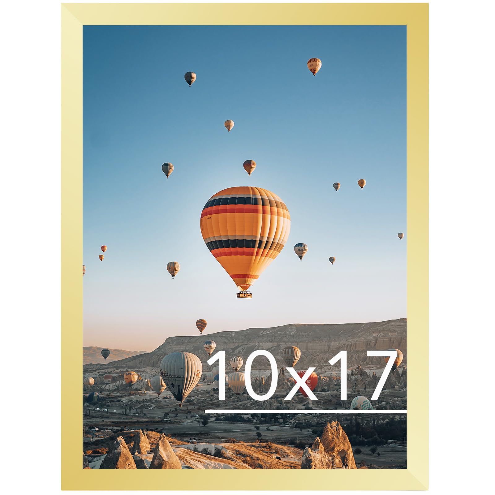 JCJMY 10x17 Picture Frame Gold for Poster Photo Picture, Horizontal and Vertical Formats for Wall Hanging, 10 x 17 Wall Gallery Poster Photo Frame for 10 by 17 Photos Posters, Gold