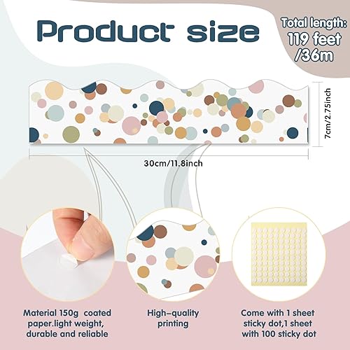 Vista 113 de Containlol Bordes de aula para tablón de anuncios, 118 pies, temática de animales de safari con ribete festoneado, tablero de anuncios colorido