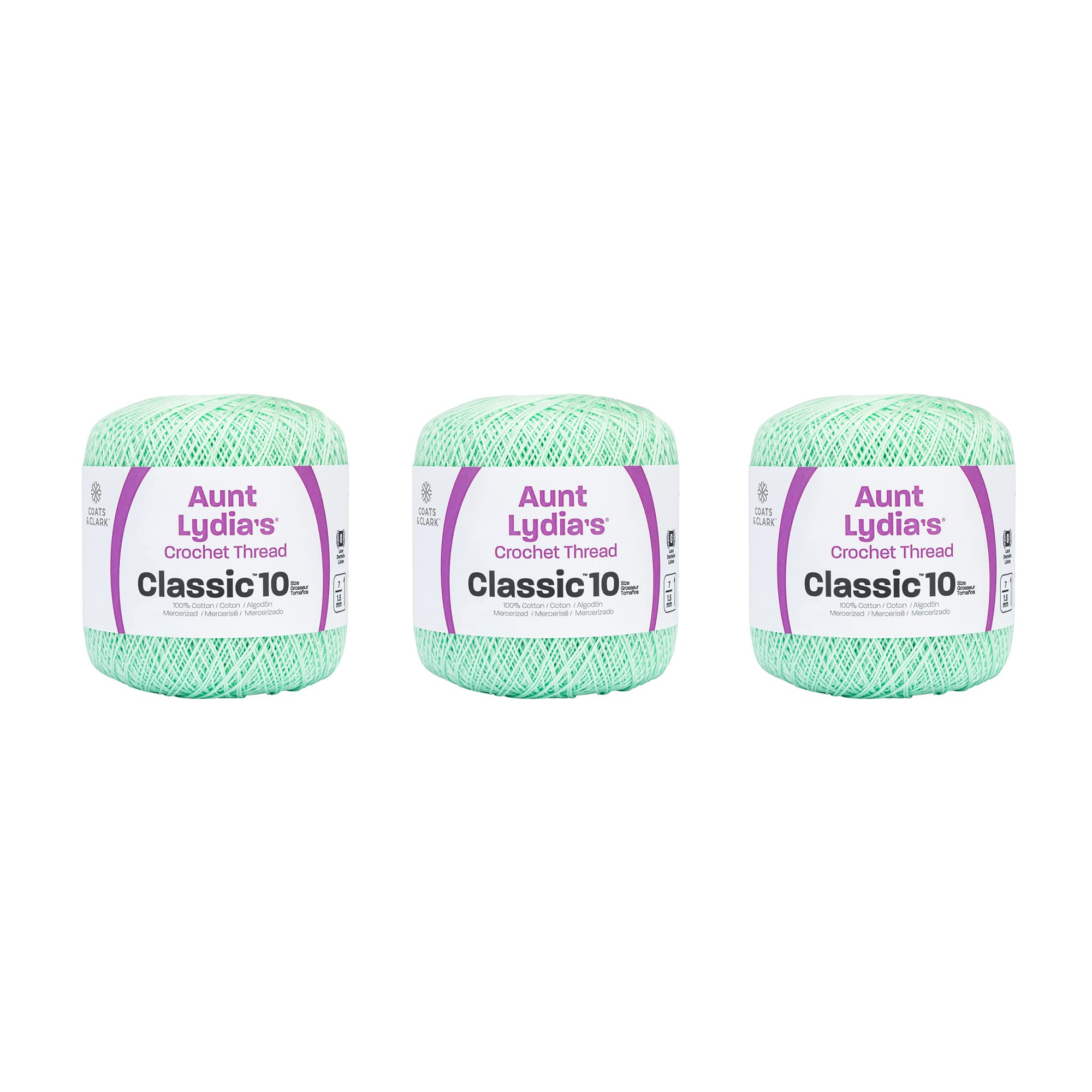 Aunt Lydia Classic Yarn, 3 Pack, Mint Green 3 Count