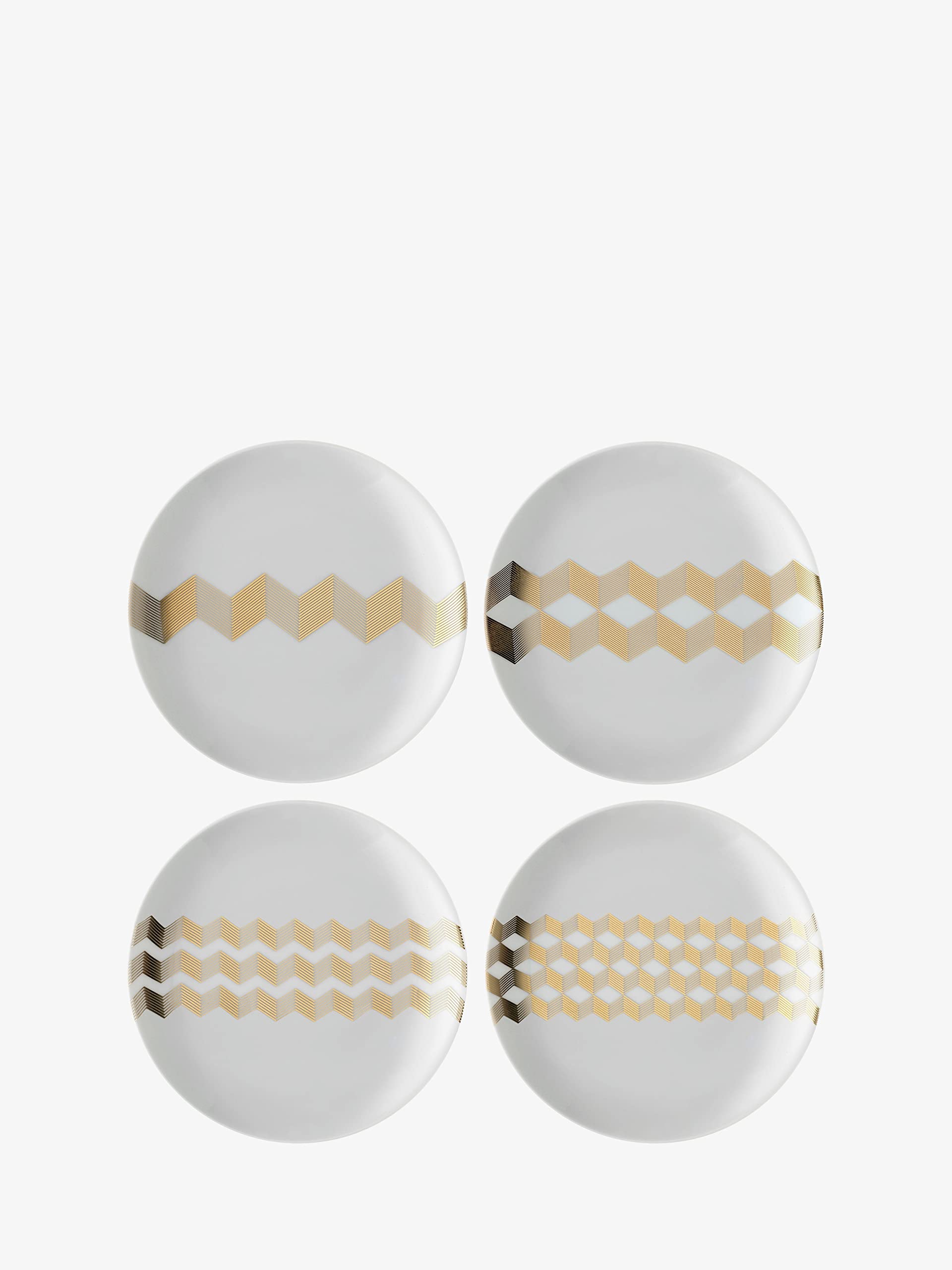 Assiettes à gâteau LSA International Chevron dorées d'exception pour tables raffinées