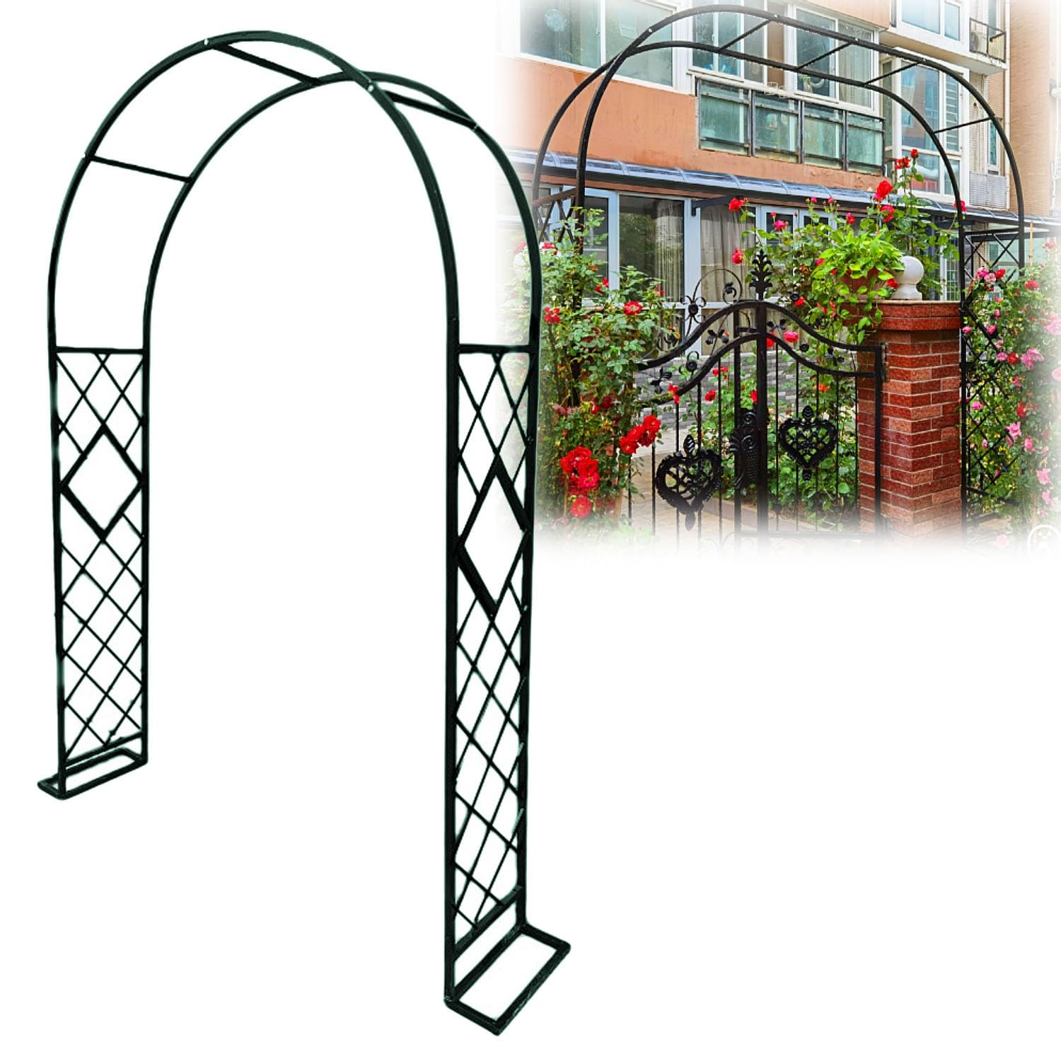 Arche de jardin avec treillis métallique grande largeur modulable