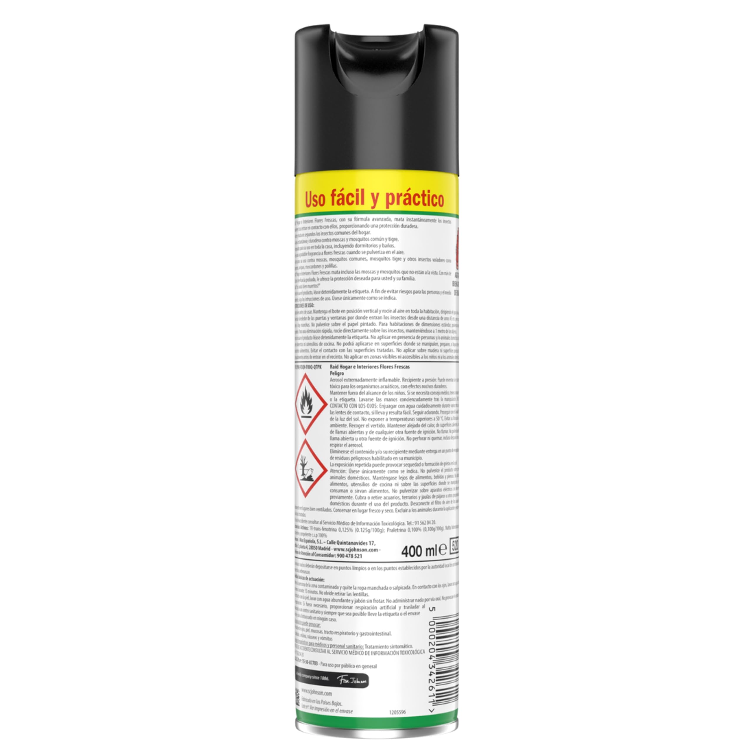 Raid Spray Insecticida - Aerosol Hogar e Interiores, Incoloro. Unidad, 400ml
