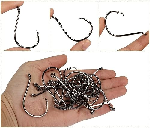 Miniatura 3 de 200 unids/caja (tamaño: 10/0... a... 1/0 ganchos de pesca de pulpo fuertes, acero forjado/diseño con barras, punto fuera de establecimiento/ojo