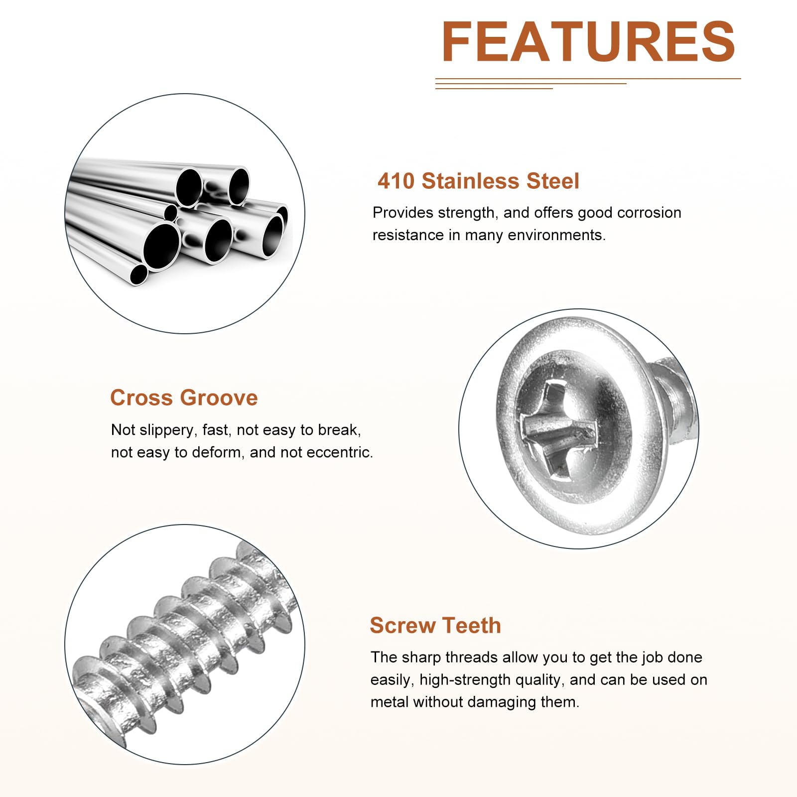 DTGN #8x1-1/4 Sheet Metal Screws, 200 Pack, for Wood Furniture - Image 3