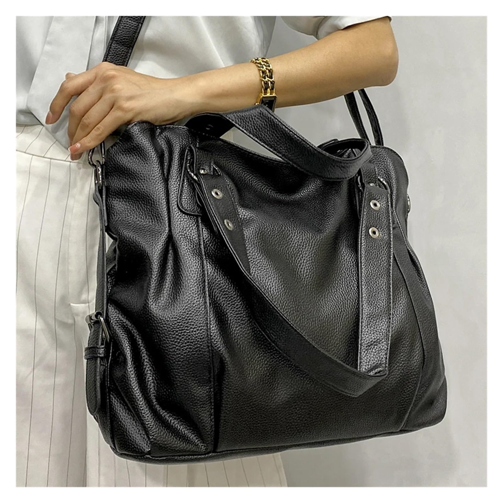 Borsa Tote da Pendolare Borsa a tracolla capiente in pelle da donna, grande, borsa pendolare, a mano, classica, nera per Ufficio